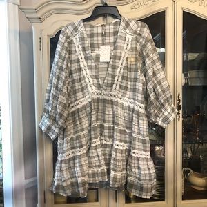 NEW Free People women’s Time Out Lace Boho Tunic Top Blouse Shirt NWT M